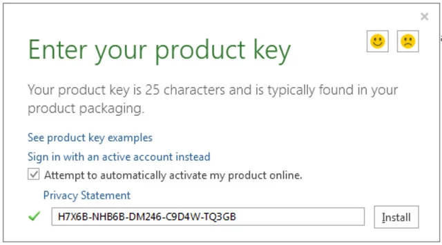 Hướng dẫn cài đặt và tải Office 2013 cực đơn giản 4 Nhập office 2013 keys vào khoảng trống được cung cấp
