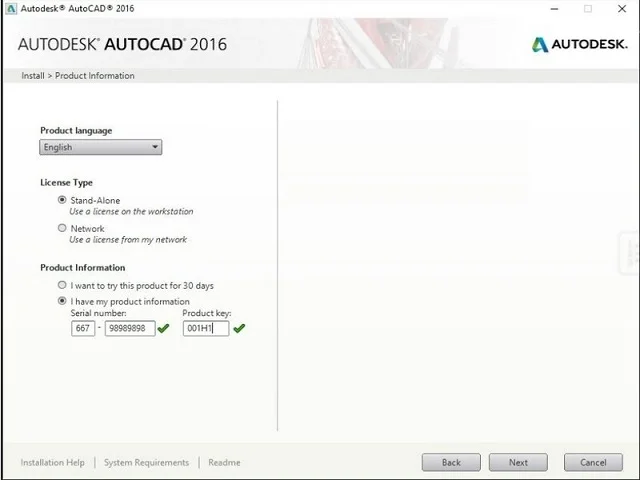 Hướng dẫn từ A – Z cách cài đặt Autocad 2016 4 Nhập số Serial và key