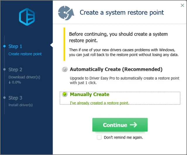 Download Driver Easy Full Crack Miễn Phí (Link Google Drive) 11 Nhấp vào Manually Create (Tạo thủ công) và chờ tải xuống trình điều khiển.