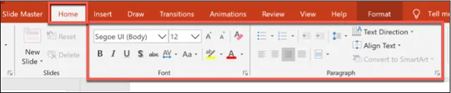 Trọn vẹn bộ bí kíp về cách đánh số trang trong PowerPoint 11 Những tùy chọn có sẵn nằm trong mục “Fonts” và “Paragraphs”