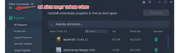 Hướng dẫn download IObit Uninstaller chi tiết bản mới nhất 14 Quá trình kích hoạt phần mềm đã hoàn tất và người dùng có thể sử dụng bình thường