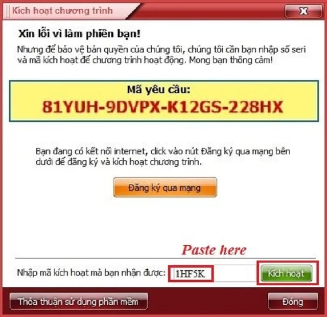 Hướng dẫn tải và sử dụng English Study Pro đơn giản 7 Sau khi có mã, hãy quay trở lại phần ‘Mã kích hoạt…’ ở bước 4