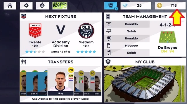Học lỏm thủ thuật Hack Dream League Soccer 2021 tiền vàng thả ga 13 Số tiền vàng sẽ thay đổi sau mỗi lần quảng cáo