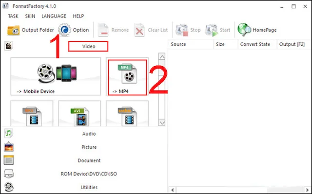 Cách tải và sử dụng Format Factory đơn giản nhất 8 Tại khung hỗ trợ chọn theo yêu cầu chuyển video sang MP4
