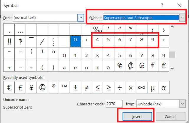 Bật mí bí quyết về cách đánh số mũ trong PowerPoint mới nhất hiện nay 7 Tại mục Subset tìm đến mục Superscript and Subscript
