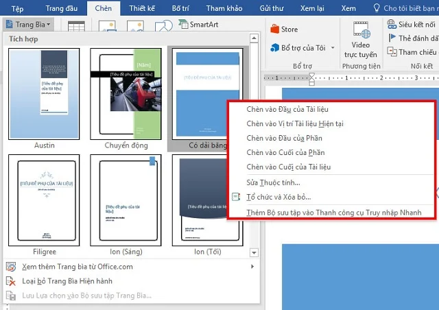 Tạo trang bìa Word đẹp với mẫu có sẵn