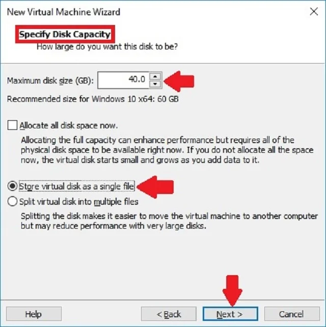 Hướng dẫn chi tiết cách tải và kích hoạt VMware Workstation 10 Thiết lập Disk Size phần mềm VMware