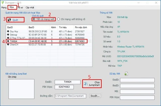 Hướng dẫn chi tiết cách tải phần mềm JumpStart full crack 10 Tích vào mạng wifi và bấm khởi chạy JumpStart