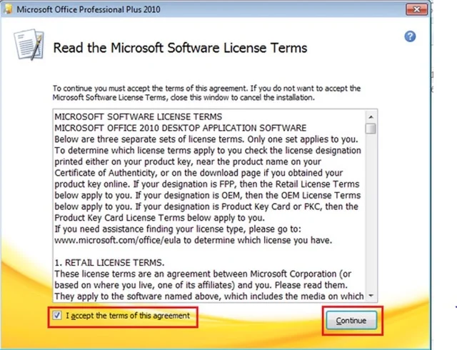 Cập nhật cách tải Word 2010 miễn phí đơn giản nhất 5 Tick vào ô I accept và chọn tiếp Continue