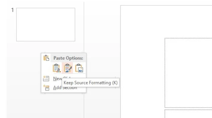 Bí quyết để thực hiện tốt các cách ghép 2 bài PowerPoint một cách nhanh nhất 7 Tiếp theo là lựa chọn các mục Paste Options