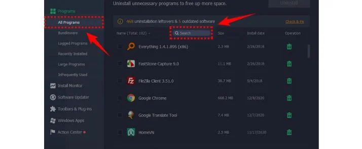 Hướng dẫn download IObit Uninstaller chi tiết bản mới nhất 17 Tìm ứng dụng muốn gỡ bỏ