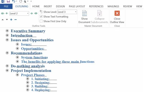 Hướng dẫn tải phần mềm Word 2013 crack full 2 Tính năng Outline View giúp tạo dàn ý dễ dàng