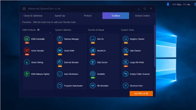 Tải và cài đặt Advanced SystemCare bản full mới nhất 20 Tính năng Toolbox chỉ có thể sử dụng khi người dùng trả phí