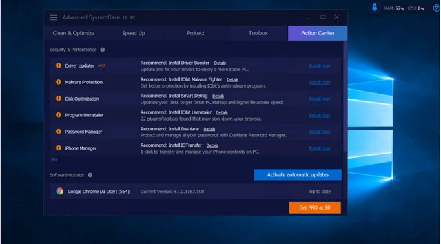 Tải và cài đặt Advanced SystemCare bản full mới nhất 21 Tính năng cuối cùng là Action Center