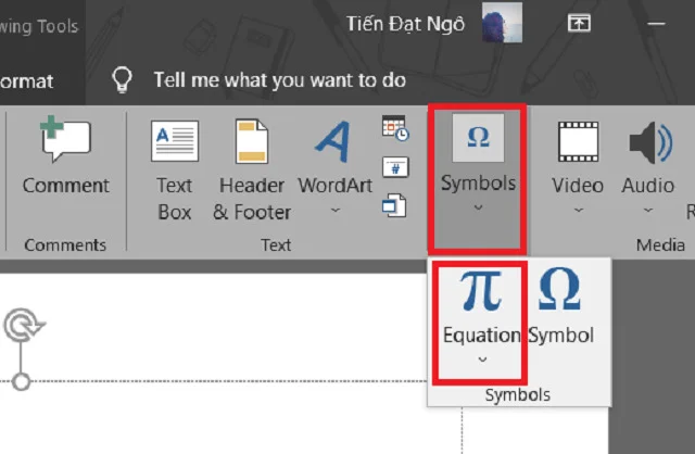 Bật mí bí quyết về cách đánh số mũ trong PowerPoint mới nhất hiện nay 9 Trong mục Symbols chúng ta sẽ chọn mục Equation