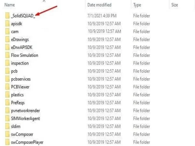 Hướng dẫn chi tiết tải và crack Solidworks 2020 full 3 Truy cập thư mục _solidSQUAD_
