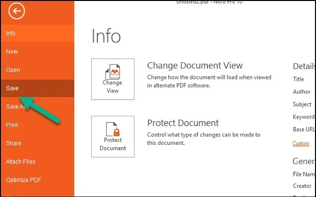 Hướng dẫn cài đặt phần mềm Nitro PDF Pro 13 mới nhất 16 Vào File và chọn mục Save để lưu văn bản