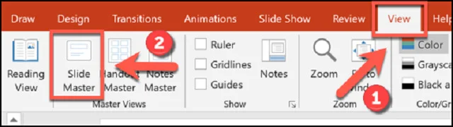 Trọn vẹn bộ bí kíp về cách đánh số trang trong PowerPoint 10 Vào View rồi chọn Slide Master ở trên thanh công cụ