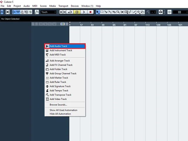 Link tải và Crack phần mềm Cubase 5 chi tiết bản full 7 Vào phần chứa track thu âm rồi click chuột phải chọn Add audio track