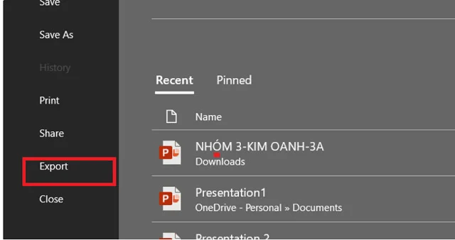 Bí quyết để sở hữu 4 cách copy slide trong PowerPoint 2010 độc, lạ và đơn giản 4 Vào tab File rồi chọn tiếp Export