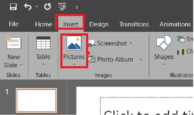 Hướng dẫn chi tiết cách đổi background trong PowerPoint 7 Vào tab Insert và chọn Picture