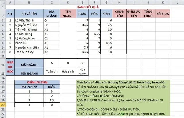 Ví dụ về hàm VLOOKUP và HLOOKUP