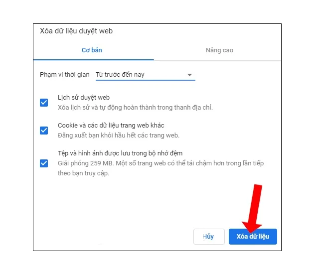 Xóa dữ liệu