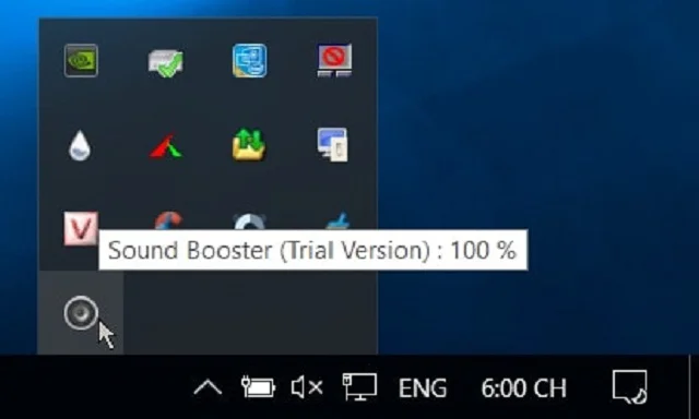 Bật mí cách cài đặt và sử dụng phần mềm Sound Booster 14 Biểu tượng của phần mềm sound trên thanh công cụ