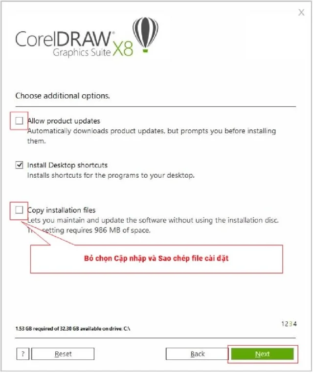 Tải CorelDRAW X8 full Crack 32/64bit - Link Google Drive 6 Bỏ chọn cho phép cập nhật