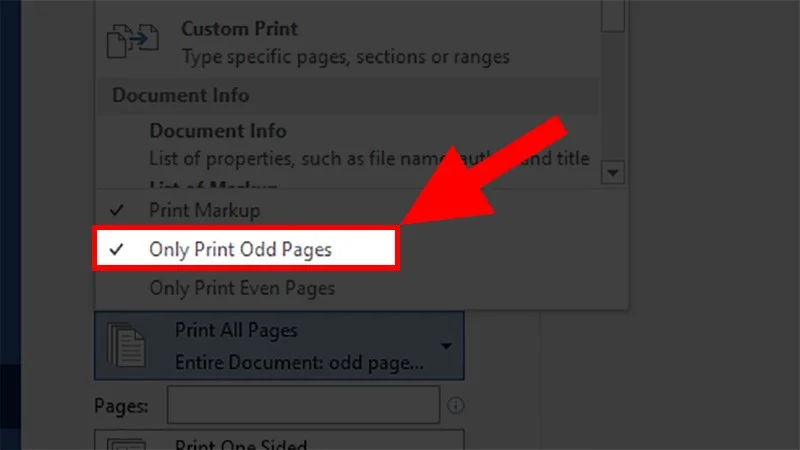 Cách in trong Word 2010 cho người mới bắt đầu 16 Chọn Only Print Odd Pages