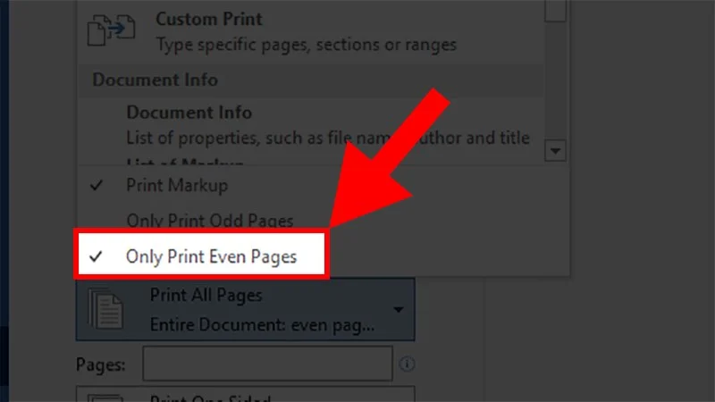 Cách in trong Word 2010 cho người mới bắt đầu 18 Chọn Only Print Even Pages