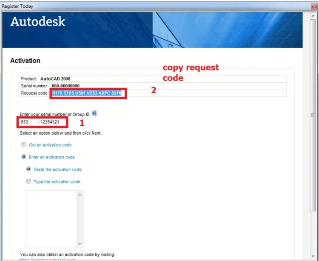 nhập vào ô “Enter your serial number of Group ID”