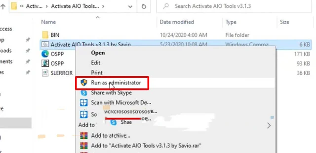 Tải Activate AIO Tools 3.1.3 Link Google Drive mới nhất 2024 3 vào file Aio Tool ⇒ chọn Run Administrator