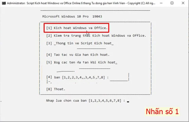 Tải Activate AIO Tools 3.1.3 Link Google Drive mới nhất 2024 5 Nhấn phím 1
