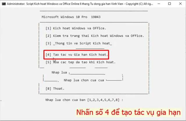 Tải Activate AIO Tools 3.1.3 Link Google Drive mới nhất 2024 8 Nhấn phím 4