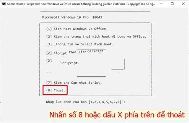 Tải Activate AIO Tools 3.1.3 Link Google Drive mới nhất 2024 11 nhấn dấu X hoặc phím 8 để thoát phần mềm