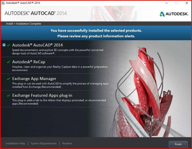 Cách tải và cài đặt bản full crack của phần mềm Autocad 2014 7 Chọn Finish để hoàn thành