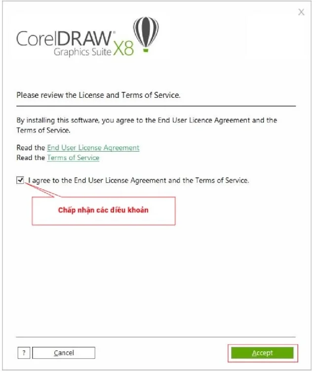 Tải CorelDRAW X8 full Crack 32/64bit - Link Google Drive 2 Chấp nhận các điều khoản