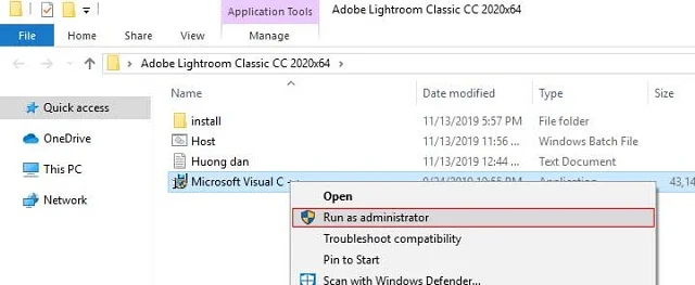 Chạy file cài đặt phần mềm Lightroom 2020