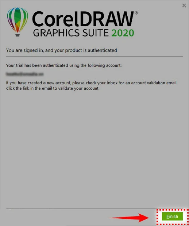 Tải CorelDRAW 2020 full vĩnh viễn mới【Link Google Drive】 10 Chọn finish để hoàn tất quá trình cài đặt phần mềm corel