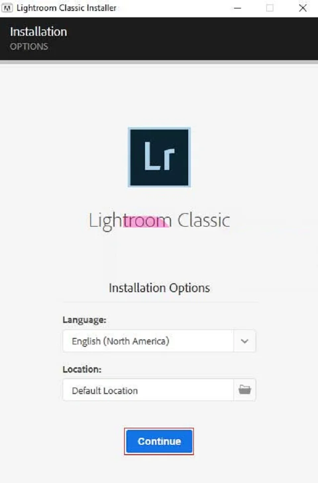 Chọn ngôn ngữ cho phần mềm Lightroom