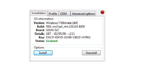 Hướng dẫn cách Crack Win 7 cho laptop một cách dễ dàng 9 Chọn nút Install để hệ thống tự động bẻ khóa