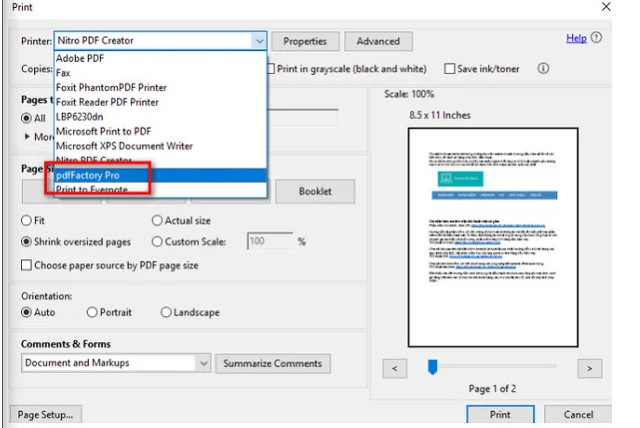 Cài đặt và sử dụng PdfFactory Pro đơn giản nhất 14 chọn PdfFactory Pro trong mục Printer