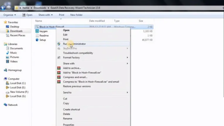 Cách Crack Phần Mềm Easeus Data Recovery Wizard An Toàn 16 Khởi chạy file Block in Host- firewall