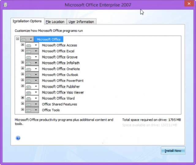 Link tải Microsoft Office 2007 full miễn phí mới nhất 9 Để bắt đầu cài đặt nhấn Install Now