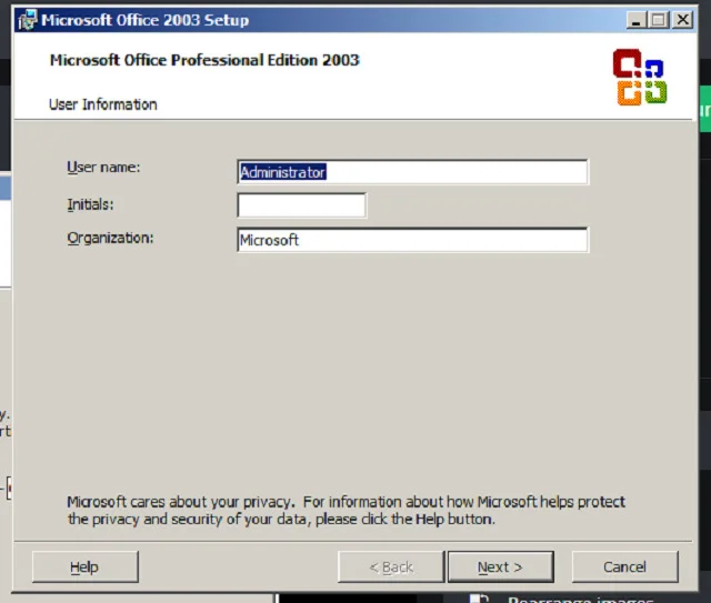 Hướng dẫn tải và cài đặt chi tiết Office 2003 full miễn phí 7 Điền thông tin rồi nhấn chuột vào nút Next