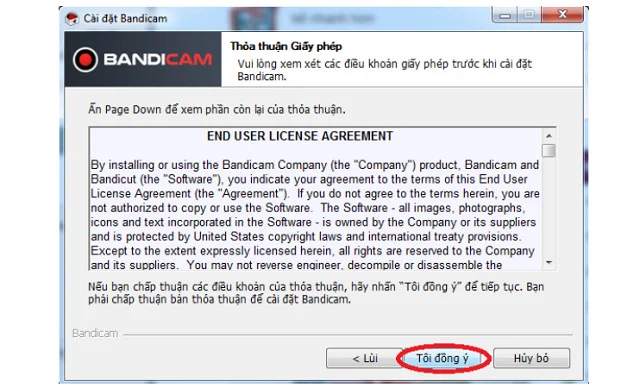 Link tải Bandicam full Crack phiên bản 6.0.1 mới nhất 5 Đồng ý các điều khoản sử dụng của phần mềm