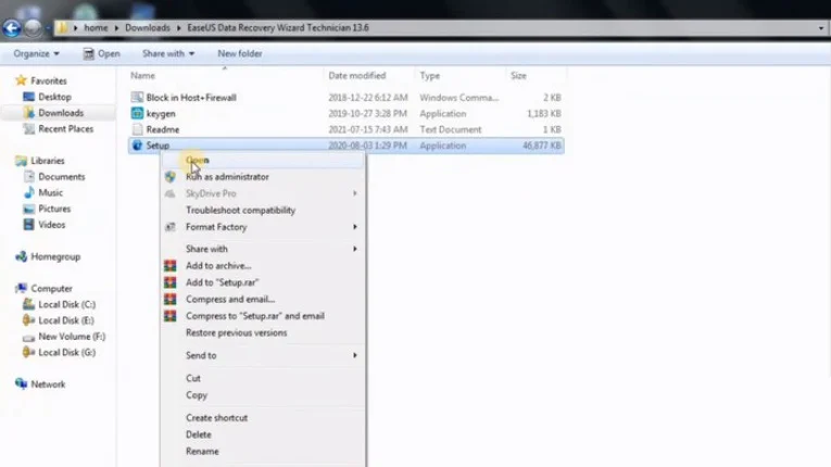 Cách Crack Phần Mềm Easeus Data Recovery Wizard An Toàn 4 mở file "Setup"