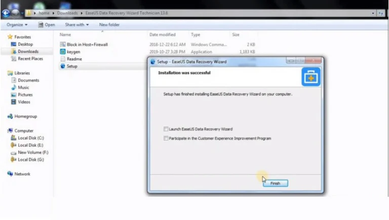Cách Crack Phần Mềm Easeus Data Recovery Wizard An Toàn 10 ấn "Finish"