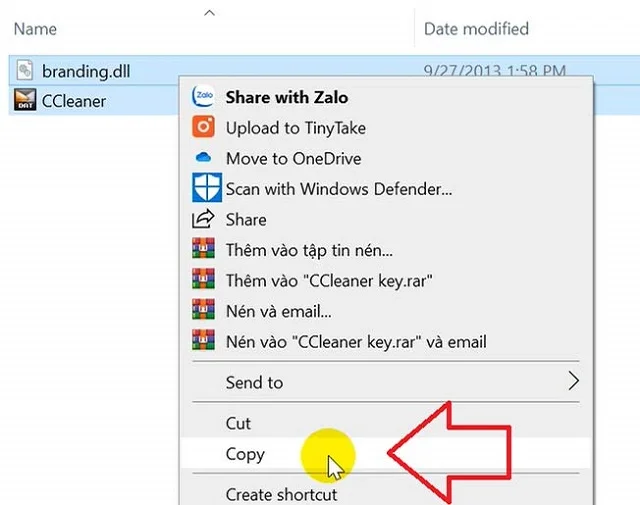 Giải nén file CCleaner key